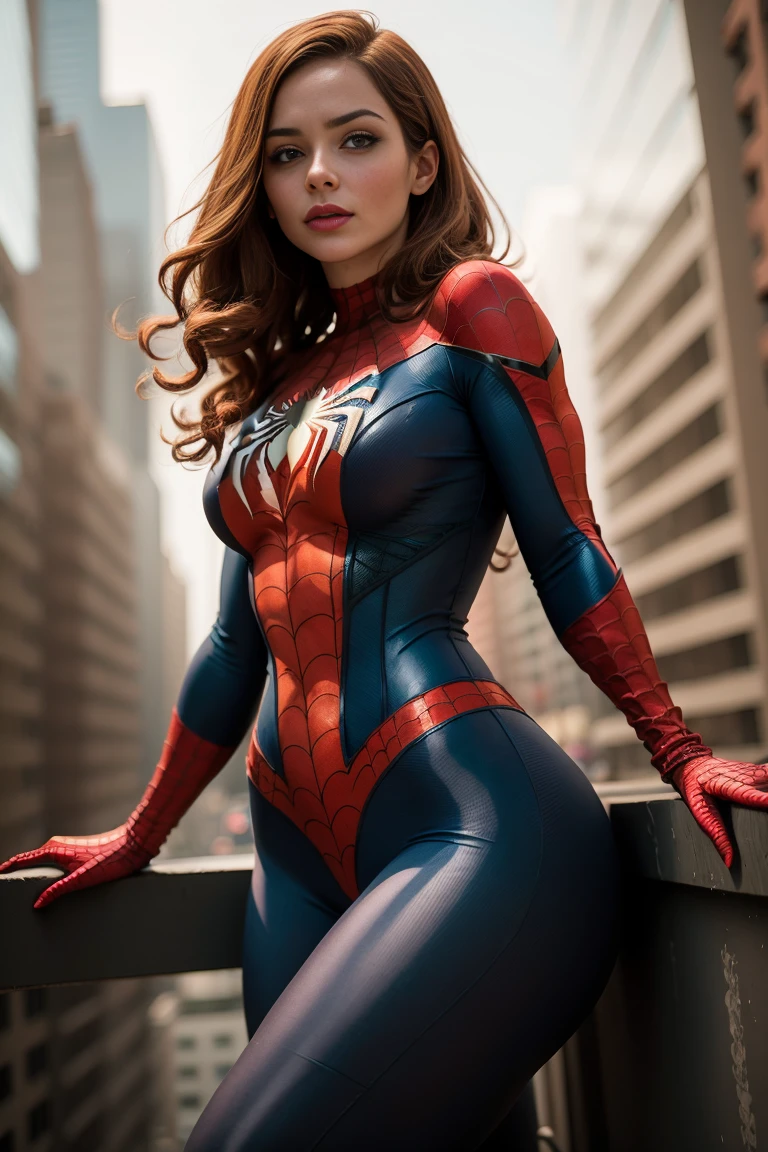 Mary Jane dressed as Spiderman, sexy and beautiful
