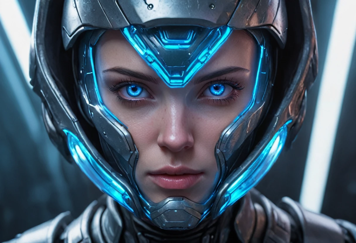 Recovery Capsule WOMAN FACE powerful armor, sharp look,
Frost, calls, perfect details, (Best Quality, 4k,
High resolution, masterpiece:1.2), ultra detailed,
realist:
1.37, HdR, studio lighting, vivid colors, (cyberpunk,
Futuristic) style, lcy blue color scheme, dynamic lighting. MOD ULTRA FACE laser eyes 8k Recovery Capsule 