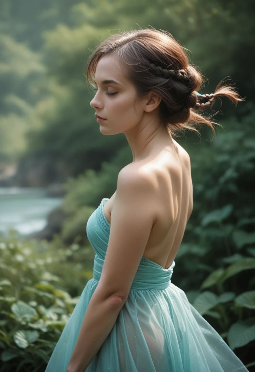 score_9, score_8_up, score_7_up, (realistic:1.20),
realistic, 1girl, outdoors, detailed body,, , [Side braid, Chestnut hair],, , [silk],, , [aquamarine],, , [Profile pose],