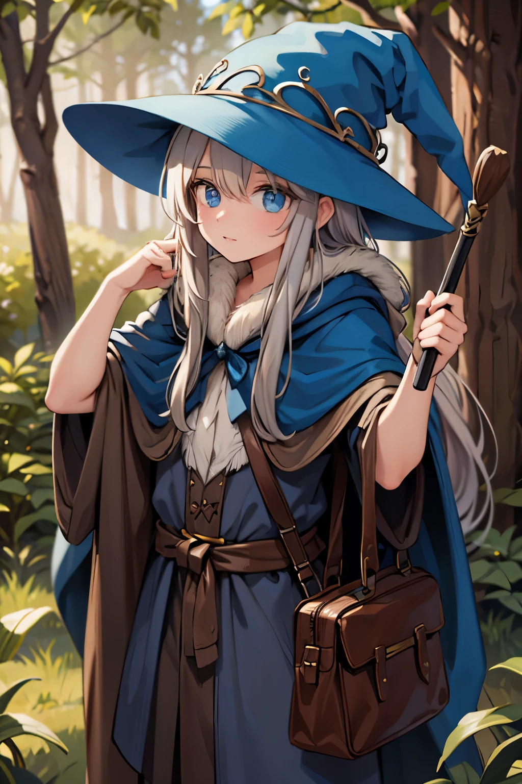  Wizard, in a wood, gandalf cosplay, blue cape, blue hat