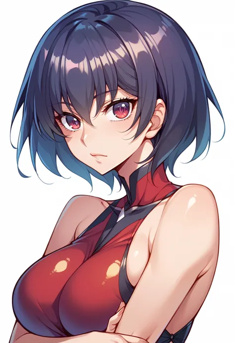 anime girl, short hair, big breasts