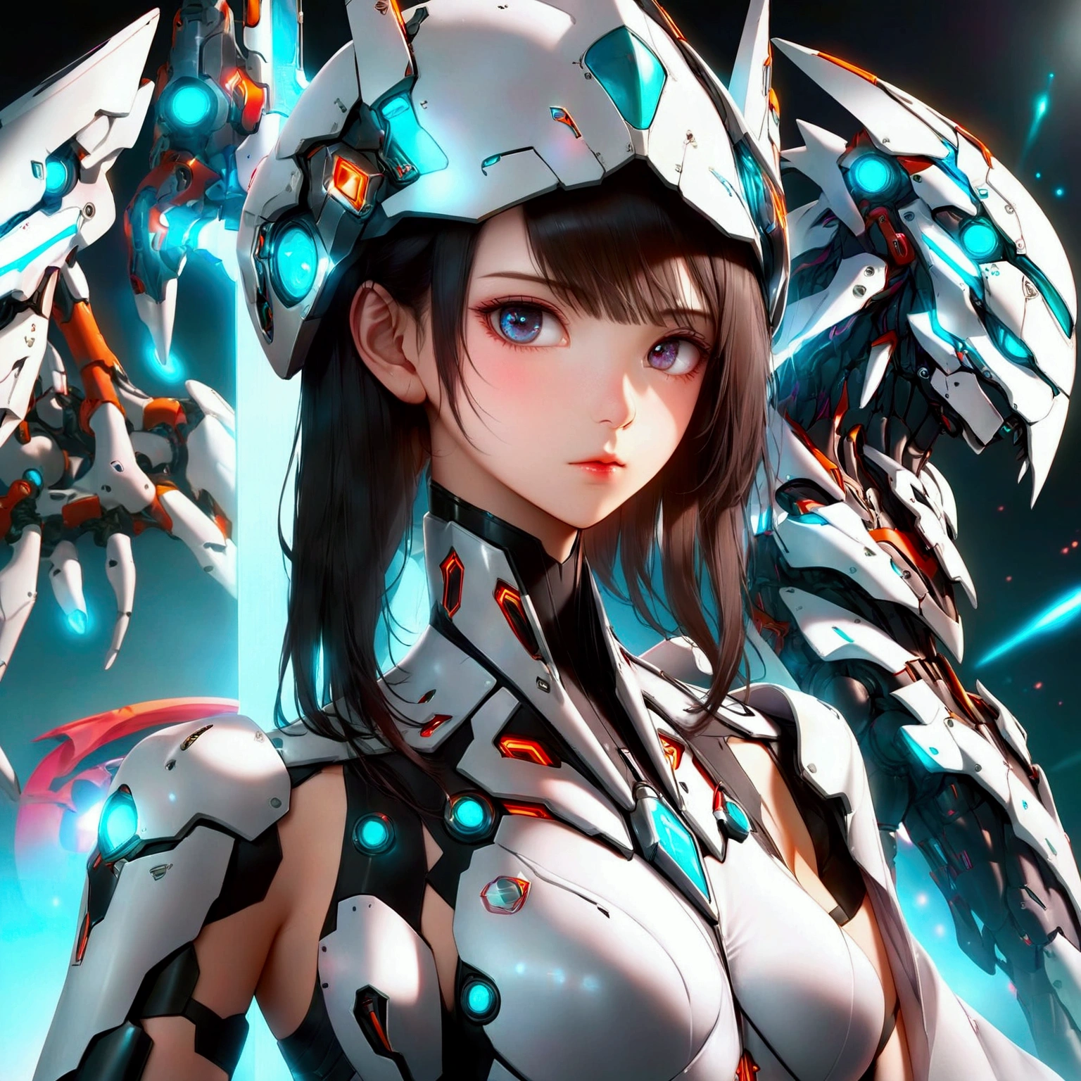 a woman in futuristic clothing with a futuristic helmet and a futuristic sword, trending on cgstation, trending on cgstation, portrait zodiac knight girl, beautiful cyborg girl, perfect android girl, anime space cadet girl portrait, beautiful cyborg girl, girl in mecha cyberarmor, cg game, cg society and fenghua zhong, beautiful cyborg priestess