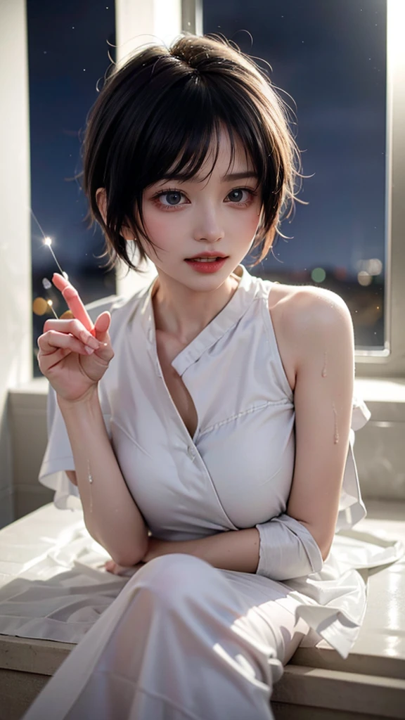 In 8K、highest quality、masterpiece、Super detailed、Ultra-high resolution、

Bathroom、((1 person))、girl、Wrapping a large towel around your body、Expose your shoulders、Wet your hair、Wet Skin、Water droplets fall、(jirai type make-up:1.3、jirai girl:1.3、Red Eyeliner), (Blowjob gestures:1.5), surprised, (vapor,Sweat), Cream yellow hair、pixie short hair、Cute girl、(MEGA Big Breasts:1.3)、Take a bath、Dark bathroom:1.2、Soaking in the bathtub、Soak in the bathtub、girl in the bath、(Cinematic lighting、Rainbow light in a dimly lit room:1.3)、

Safety Sensors、((night:1.8, Turn off the lights:1.5)),

((sweat,steam,Vulgarity)),(Open your mouth wide、Sticking out tongue、ahegao)