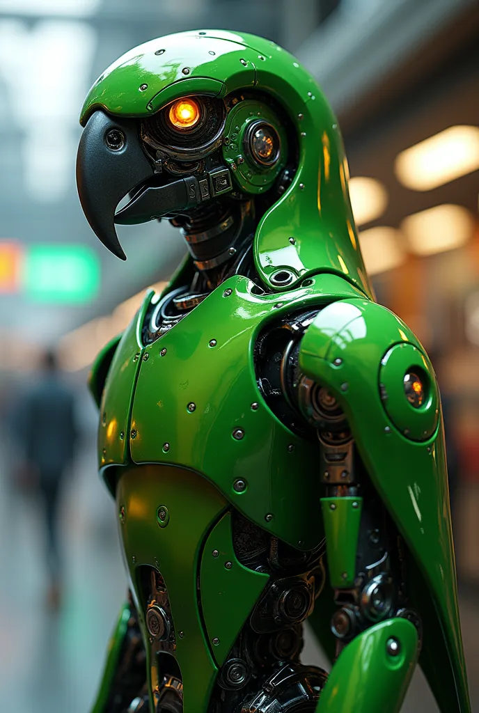 green robot parrot 
