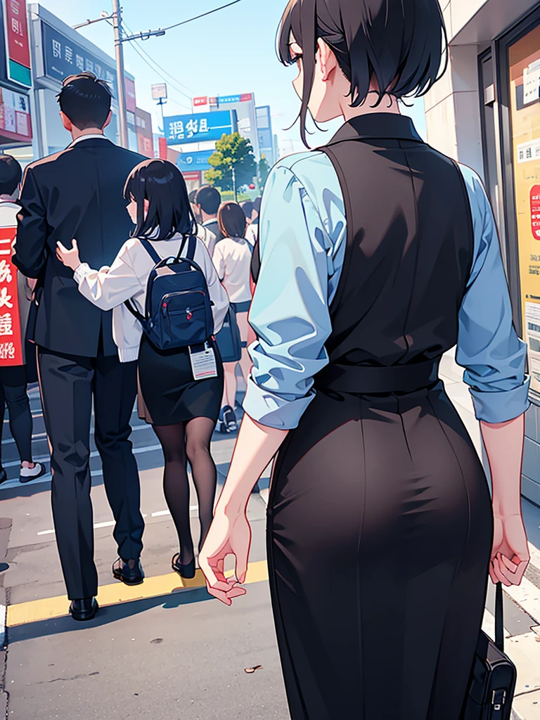 Back view of a man leaving。The woman reaches out to stop him.