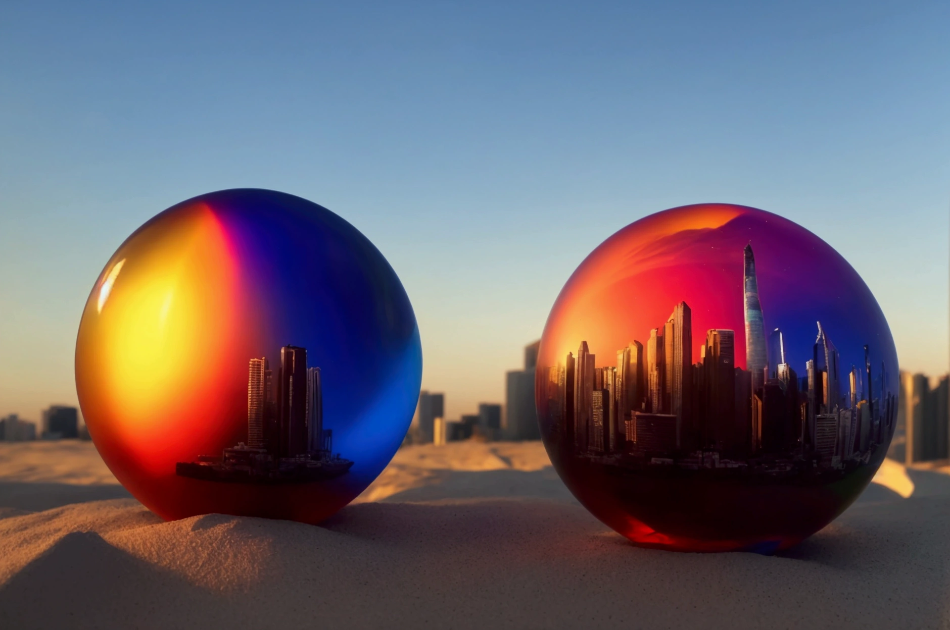 mini(Ttp), (8k, raw photo, Best Quality, masterpiece:1.2), colorful background, clean background, depth of field, city, tall building, thumbnail, landscape, isometric,in crystal ball, 16:9, playa, Waves