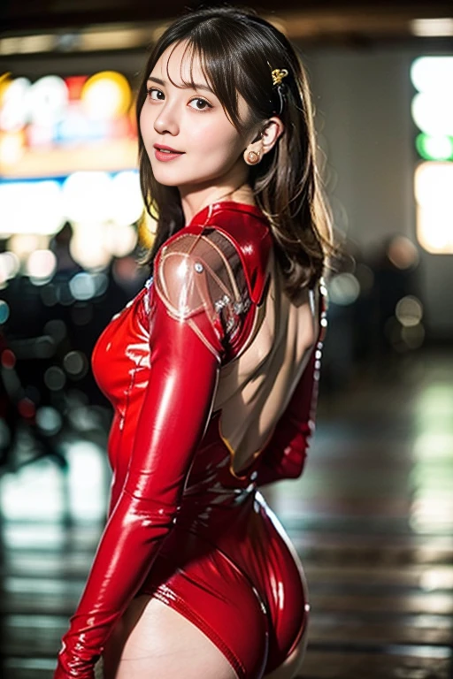 （8k、RAW Photos、Highest quality、masterpiece：1.2),(Legs wide open),(:1.4),Staring at the audience,Viewed from the front,erotic,White skin,(Close to the skin、A red see-through plug suit that lets your skin show through、leotard type:1.7),Absurd,、Ultra-high resolution,One person, solo,whole body,Japanese women,（Photorealistic：1.37）、Photon Mapping,Realistic、(Angle from the back、Cowboy Shot: 1.6)、(Contemptuous expression: 1.7)、(Detailed face: 1.7)、Radio City、Physically Based Rendering、prospect、Depth of field rally background、picture,Beautiful feet, I can see your knees,thigh,Nogizaka Idol、Sit on the desk and spread your legs、Small breasts、Detailed nipple shape、Detailed breast shape、(Grab your chest、I can see her cleavage)、Earrings, Open your mouth a little, Drooling, Textured skin, High detail, Detailed pubic shape、Detailed groin area、slender、Sweaty、Anatomically correct, High detail, Take a closer look, Licking your lips, Show your arms、Cowboy Shot、Exposing bare skin from the thighs to the legs、Beautiful buttocks line、