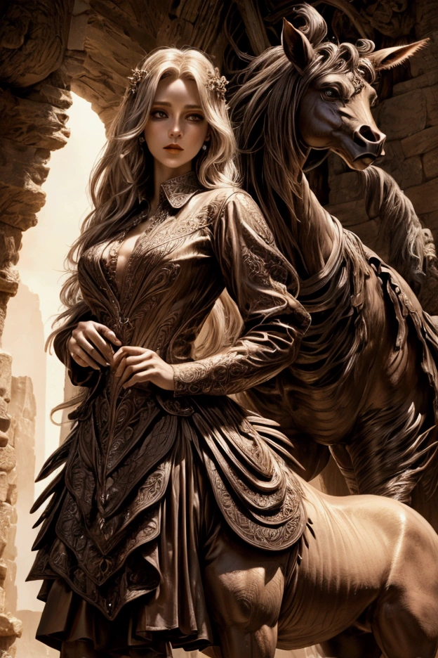 A beautiful centaur,Female centaur,Pretty shirt,