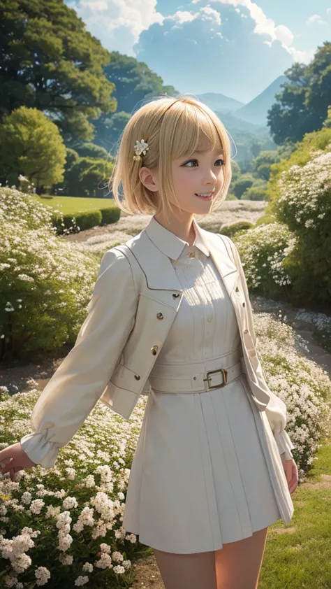 ((masterpiece,best quality)),1girl,solo, (((chisato nishikigi))), short hair, light yellow hair, solo, dress, detail eyes, looki...