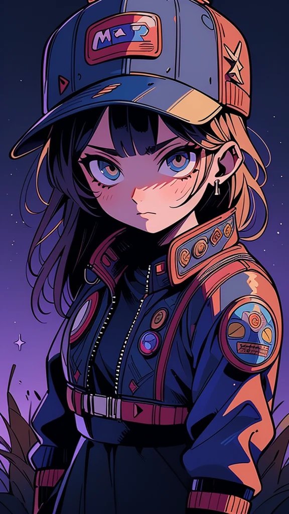 masterpiece, ultra high resolution:1.2) Photo of pretty Japanese woman (beautiful:1.1) (sci-fi warrior woman:1.1) space soldier, (cap:1.61) (leather jacket:1.21) intricate elegant, fancy, detailed, Metrics by Greg Rutkowski and Alphonse Mucha, gradient lighting