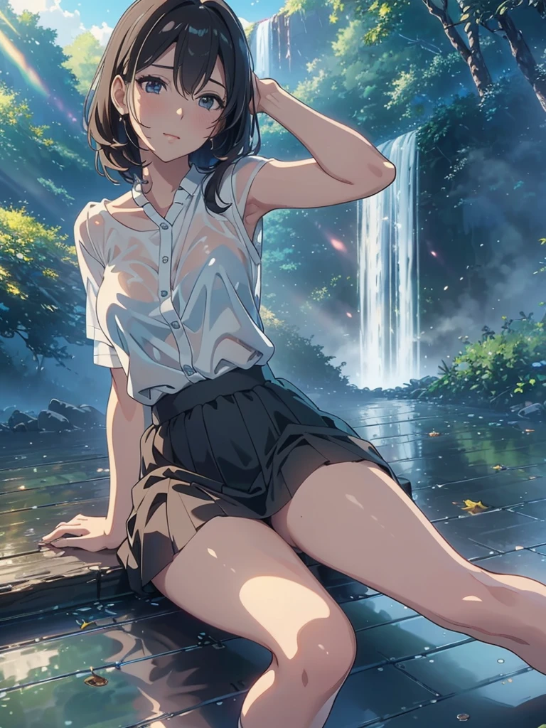 born, masterpiece, Ultra-fine photography,, 最high quality, Ultra-high resolution, ((Nature)), (((Great Falls))), (((Fantastic sky background))), (((Spectacular landscapes))), (((Magnificent sky background))), ((A huge waterfall:1)), ((fleshy body)), ((Glamorous body)), ((Big Tits)), ((Lewd pose)), (((Bend your legs with your knees pointing up))), (((Spread your legs wide))), (((A beautiful woman bathes in water from a waterfall))), (((Bewitching 3))), (((see-through Sexy lingerie))), ((A composition that makes you think about the future)),(((Photogenic beauty))), Realistic, ((Sparkling Splash)), (((Solemn atmosphere))), (Stunningly beautiful woman), ((Golden ratio of the face)), ((Beautiful light reflection)), ((Full body portrait)), ((Glamorous body)), (Perfect anatomy), (Perfect anatomical toes),Amazingly beautiful, Dynamic pose, Delicate face, bornきbornきとした目,Highly detailed background, Detailed face, Detailed busy background, nice, High definition skin, Realistic skin details,8k,Digital single-lens reflex camera, high quality,Photorealism,View from below, (最high quality, 8k, masterpiece: 1.3),Ultra-high resolution,Shot with Canon EOS R 6, Perfect anatomy, Perfect anatomical fingertips, Dark brown hair: 1.1, Ultra detailed face, Detailed lips, Fine grain, double eyelid, charm,masterpiece, 最high quality, Looking into the distance, Beautiful Face, Freeze, Stunned, Dynamic pose, Highly detailed background, Detailed face, Detailed busy background, nice, High definition skin, Realistic skin details,8k,Digital single-lens reflex camera, high quality,Photorealism,View from below,NSFW,(最high quality, 8k, masterpiece: 1.3),Ultra-high resolution,Shot with Canon EOS R 6, Dark brown hair: 1.1, Ultra detailed face, Detailed lips, Almond-shaped eyes, double eyelid,A beautiful Japanese wife, charm的,