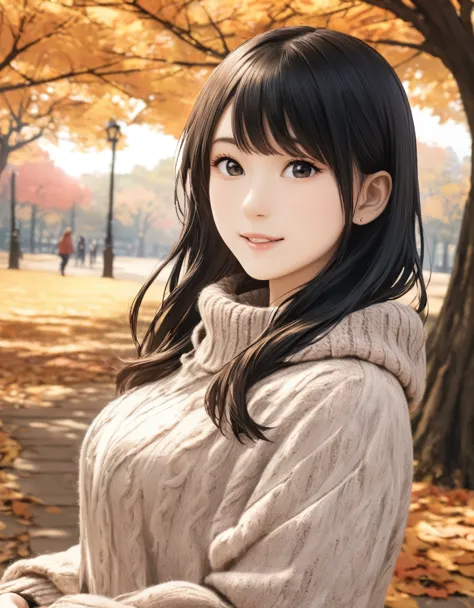 (best quality:1.2), 1girl, ueno park, autumn