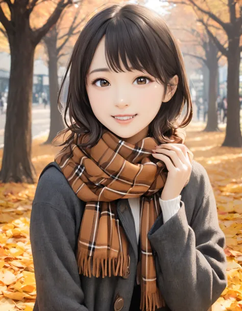 (best quality:1.2), 1girl, ueno park, autumn