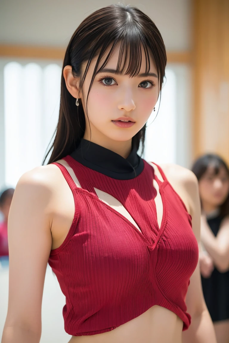 (8k, RAW Photos,Highest quality, High resolution:1.1), (Ultra-realistic:1.4),(Realistic, Realistic:1.3),The Beauty of Japan、Rhythmic gymnastics club、Rhythmic Gymnastics Uniform、((Upper Body:1.3))