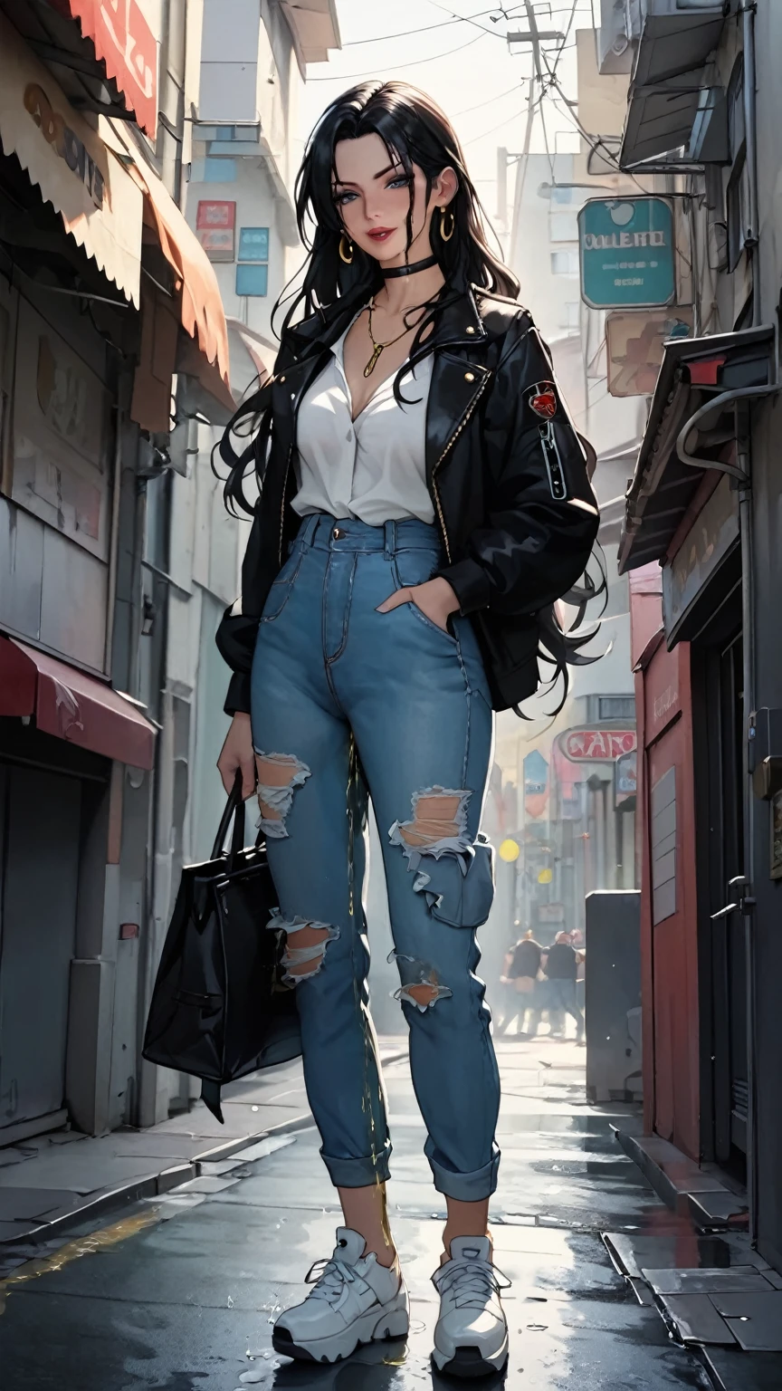 Boa hancock, anime, turkey flag tshirt, best quality, high quality, highres, beautiful women, high detail, good lighting, lewd, hentai, (((rolled up jeans))), (((bare feet))), latex top, bare midriff, (bare thighs), (black latex gloves), leather choker, (wet jeans), (((wetting herself))), (((peeing herself))), (((peeing self))), (pee streaming down legs), peeing stain, (puddle), (thick thighs), nice long legs, lipstick, detailed face, pretty face, seductive face, sexually aroused, sexually excited, ((in water bathing)), hihelz