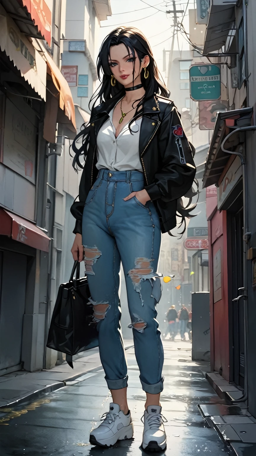 Boa hancock, anime, turkey flag tshirt, best quality, high quality, highres, beautiful women, high detail, good lighting, lewd, hentai, (((rolled up jeans))), (((bare feet))), latex top, bare midriff, (bare thighs), (black latex gloves), leather choker, (wet jeans), (((wetting herself))), (((peeing herself))), (((peeing self))), (pee streaming down legs), peeing stain, (puddle), (thick thighs), nice long legs, lipstick, detailed face, pretty face, seductive face, sexually aroused, sexually excited, ((in water bathing)), hihelz