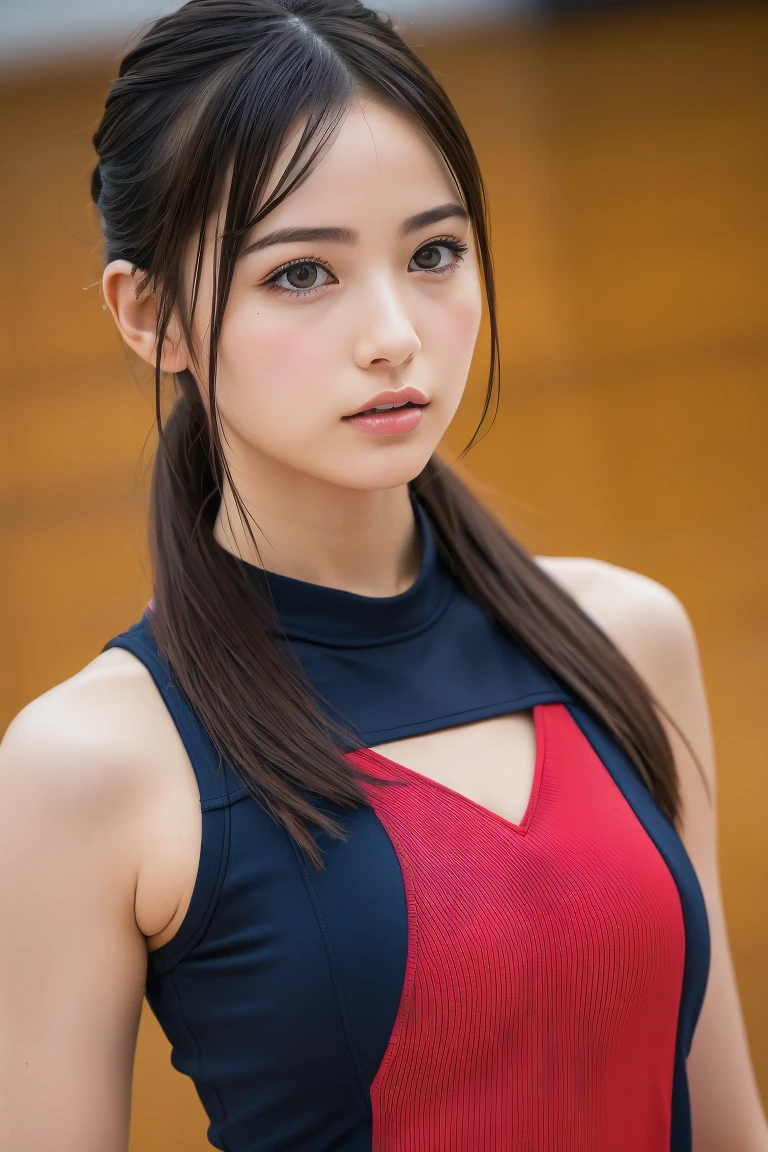 (8k, RAW Photos,Highest quality, High resolution:1.1), (Ultra-realistic:1.4),(Realistic, Realistic:1.3),The Beauty of Japan、Rhythmic gymnastics club、Rhythmic Gymnastics Uniform、((Upper Body:1.3))