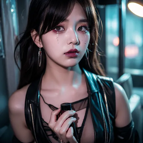 hot korean girl, kpop idol, ultrarealistic, professional photo, album cover, makeup, hd, idol, detailed face, high quality, defi...