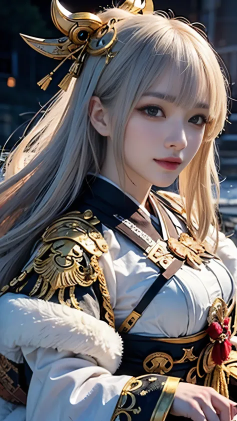 masterpiece、highest quality、ultra-high resolution、ultra hd, silver hair  , japanese chest、onmyoji,色鮮やかなonmyojiのコスプレ、revealing cl...