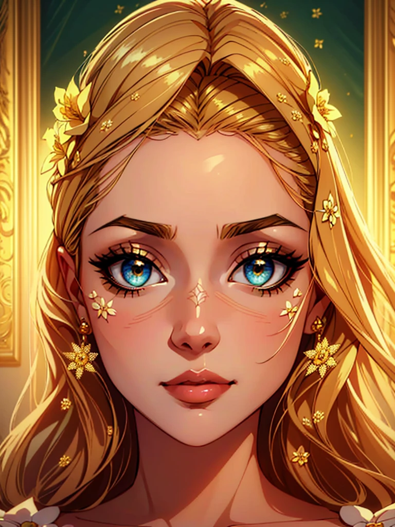 a beautiful young girl in an elegant painting frame, princess wearing a gorgeous dress, beautiful detailed eyes, beautiful detailed lips, extremely detailed face and features, long eyelashes, delicate facial expression, flowing hair, intricate floral patterns, ornate golden frame, soft lighting, warm color palette, ultra-detailed, 8k, masterpiece, digital art, portrait, cinematic lighting