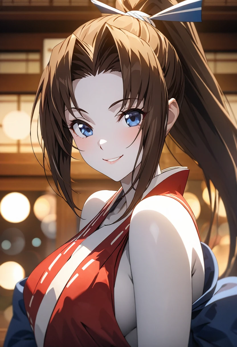 ((Upper Body、Mai Shiranui,ponytail,Background is a Japanese-style room in a Japanese house:1.3)),upper body, Looking at the audience,Slim and sexy figure, the best quality, (8k), (4K),(masterpiece), (the best quality), Extremely detailed, Game CG, Ultra Detailed, illustration, Beautiful Body,Beautiful nose,fair character design, Perfect Eye, Perfect Face , 1 girl, 30 years,Fair Finger,Fair body, Fair Nose,Fair character design, perfect Eye, perfect Face,expressive Eye,Perfect balance,(Focus on her Face),(Light_Smile:0.3), official art,Extremely detailed CG Unity 8K wallpaper, Perfect lighting,rich and colourful, bright_front_Face_Lighting,White skin, (masterpiece:1.0),(the best_quality:1.0), Ultra-high resolution,4K,Ultra Detailed, photography, 8k, HDR, high resolution, Kodak Portrait 400, Film Grain, Blurred background, bokeh:1.2,Professional photographer, (Fair,Big goals_Chest:1.4), underwear,lace, underwear, lingerie、(((smile,pretty face:1.3)))
