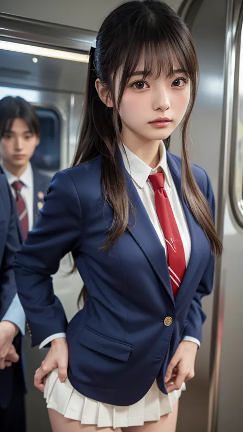 ((masterpiece, highest quality, high resolution)), a japanese high school girl and a man in his 40s wearing a suit、(realistic: 1...