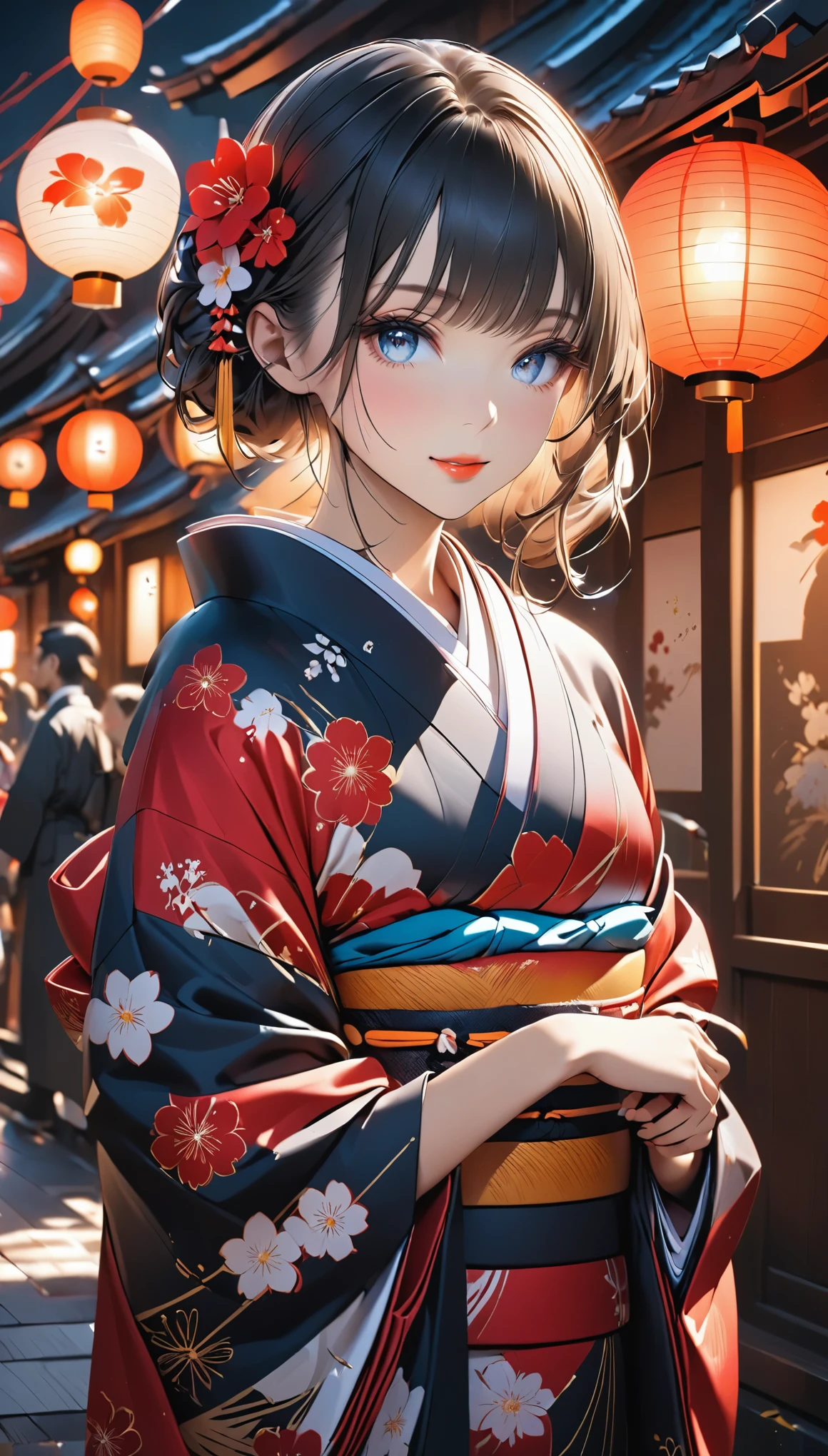 Wearing a Japanese kimono