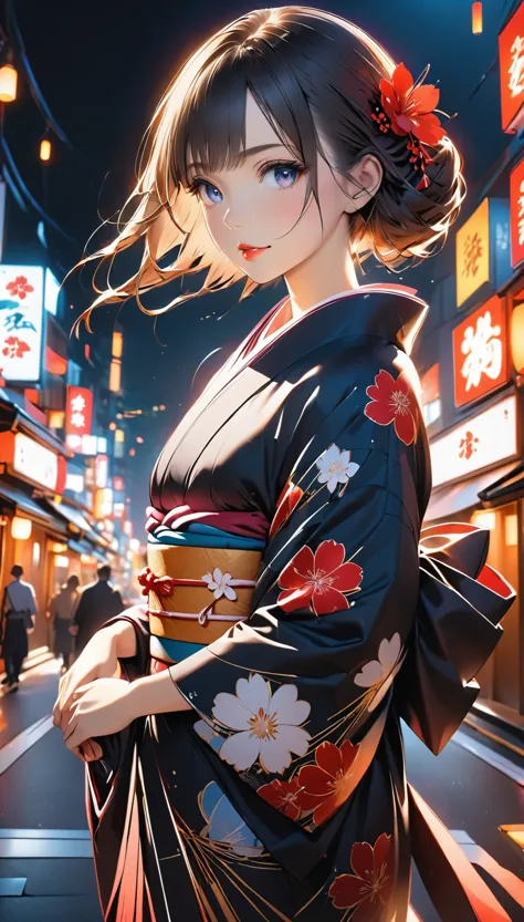 wearing a japanese kimono