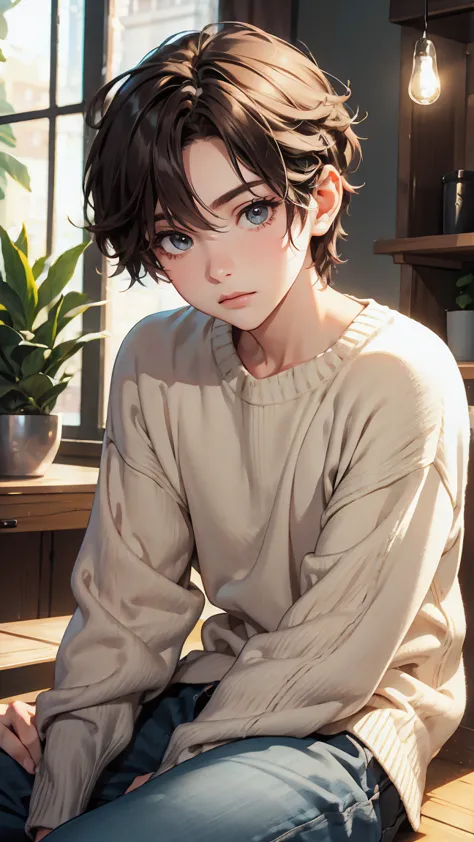 . shota (shota)
prompt: 8k、masterpiece、highest quality、ultra-high resolution、professional lighting、warm natural light、casual caf...