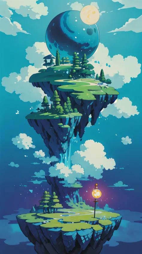 create a richly detailed anime-style image inspired by the world of ooo from 'adventure time.' the scene should depict a whimsic...