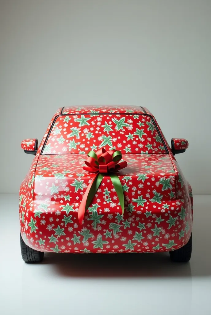 Car bumper wrapped in gift paper 