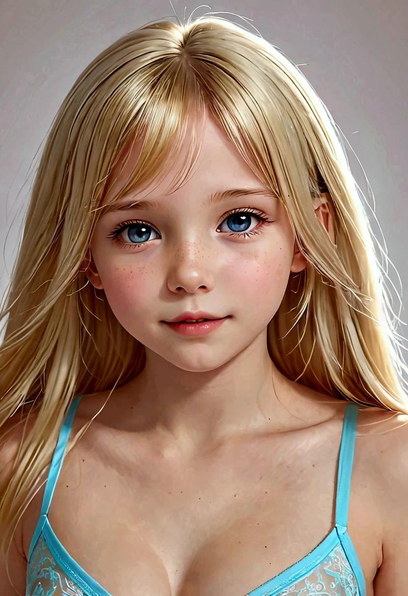 Realistic tween with only panties wich are childish blond 