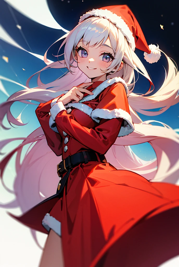 Santa Claus Girl Solo, Long Hair, smile, 