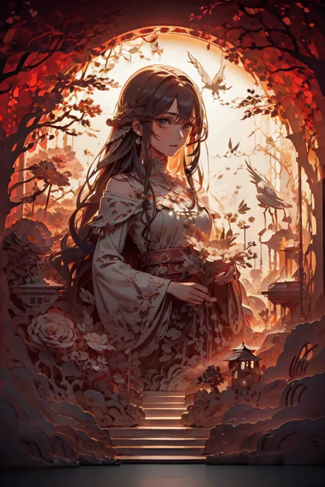 (masterpiece),(best quality), illustration, (fantasy:1.4), brown long hair, long eyelashes, three-dimensional round eyes, a fain...