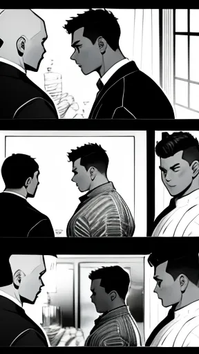 comics、Black and White、Conversation scene