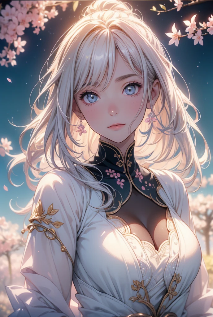 (best quality:1.5), (ultra-detailed:1.5), (()), ((best quality)), (high resolution), (illustration), (an extremely delicate and beautiful), (ultra detailed beautiful face and eyes), 1girl, leaning forward sharp focus, ray tracing, 1girl, silky hair, multicolored hair, White hair(inner color Cherry blossom ), pale white kimono, japanese kimono, background(sakura tree, day light), eye color(White pink, high definition, inner eye sakura),volumetric lightning, Feet, Chest emphasis, Toes, Full body picture looking_down, (score_9:1.2), (score_8_up:1.2), (score_7_up:1.2),独奏,Perfect anatomy,(one cute girl:1.3),(Line art:1.3),(Soft atmosphere:1.3),perfect anatomy,(A soft anime-style image capturing a delicate and ephemeral atmosphere),Enhance the anime screencap by adding a watercolor background, further elevating the dreamy and ethereal aesthetic. This scene, now rendered in 16k wallpaper resolution, merges the delicate beauty of the girl with pale skin and white hair with a soft, lush watercolor landscape. The big, intricately designed dress and her captivating eyes are set against a backdrop that mimics the fluid, blending colors of a watercolor painting, adding a layer of artistic depth and emotion. The perspective from above at a dutch angle, combined with the watercolor effect, creates a composition that feels like a floating, dream-like world, glowing aura around her are now part of a canvas that blends reality with imagination, inviting the viewer to step into a tranquil world of soft hues and poetic beauty, all encapsulated within a serene, watercolor dream,BREAK,(best quality:1.3),(best masterpiece:1.3),(very aesthetic:1.2),(absurdres:1.2),newest,(intricate details:1.2),ai-generated,absurdres extremely detailed CG,depth of field,dynamic angle,dynamic pose,high resolution,smile、laughing、Looking up、Spread your hands