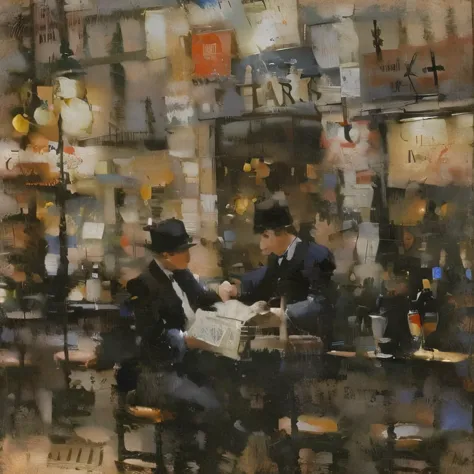 paris around 1900、accordionist、waltzing man々、bar、