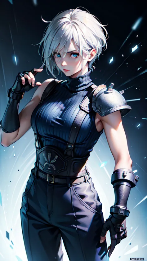 (masterpiece, best quality:1.2), expressive eyes, perfect face, highres, 1 girl, solo, (female:1.5), strife, short hair, shoulde...