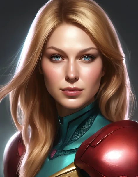 waist up  of mlssbnstkara woman, as samus aran, sci-fi, highly detailed, ddigital art, sharp focus,  by tony sart and artgerm an...