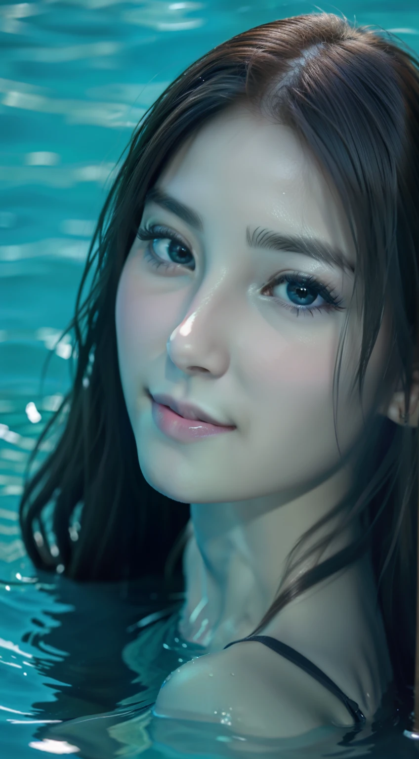 (RAW photos, best quality), (realistic, realistic:1.2),high quality,  1 girl,delicate face，In the water