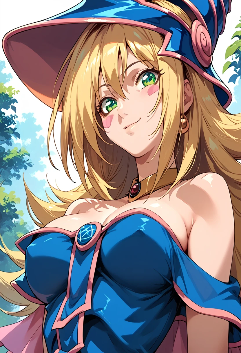 masterpiece,High resolution,Highest quality,8k
(Black Magician Girl)
(1,Beautiful breasts,Long blonde,Green Eyes)smile