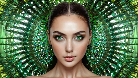 an exotic woman with green eyes, stunning digital art, complicated digital art, 3 d digital art, 3d digital art, complicated dig...