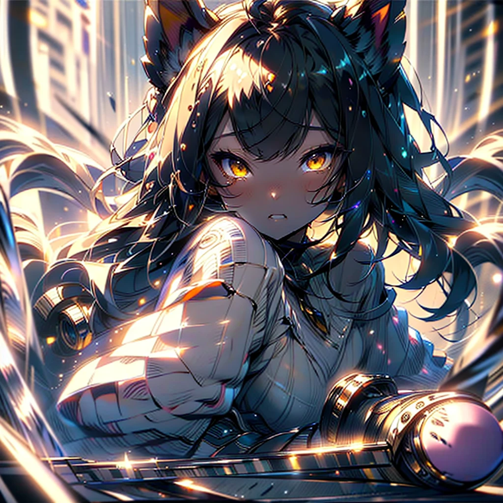 1 , bunny girl, bunny, blushful, looking at the viewer], shorth hair, Bblack hair, bangs between eyes, yellow  eyes, eyes closed, tears, cryin, bunny girl swit, bunny girl, Sad face, rubbor, empty room background, high resolution, Masterpiece artwork, precise, anatomically correcte, Awarded several times, best qualityer, detail, HD Model, details altos