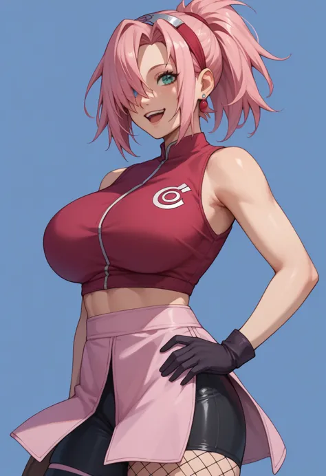 score_9, score_8_up, score_7_up,score_6_up, score_5_up, score_4_up , 1girl, solo, huge breasts, 1girl, haruno sakura, pink hair,...