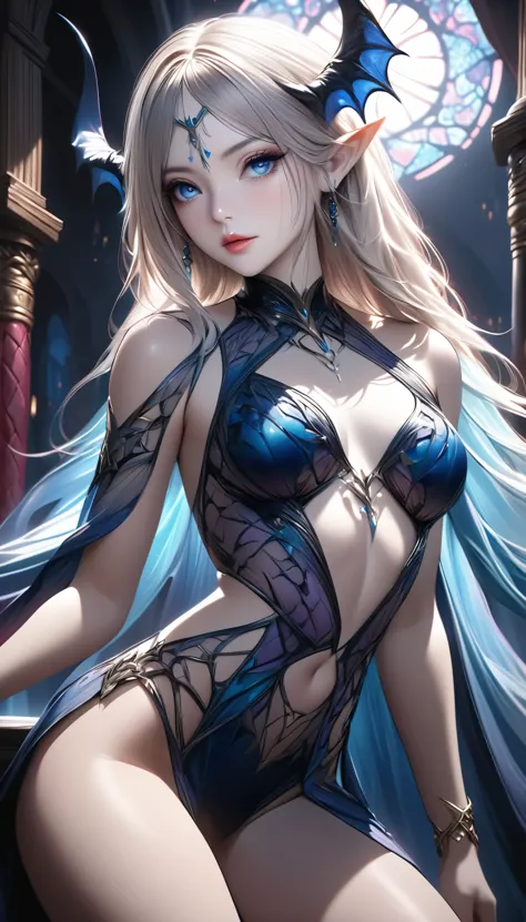 1 beautiful ethereal elf woman, detailed face with mesmerizing eyes, elegant long neck, alluring legs, perfect proportions, seductive pose tempting men, exquisite ethereal beauty, succubus-like charm, (best quality,4k,8k,highres,masterpiece:1.2),ultra-detailed,(realistic,photorealistic,photo-realistic:1.37),intricate detailed fantasy portrait, dramatic lighting, cinematic composition, vibrant colors, mystical atmosphere