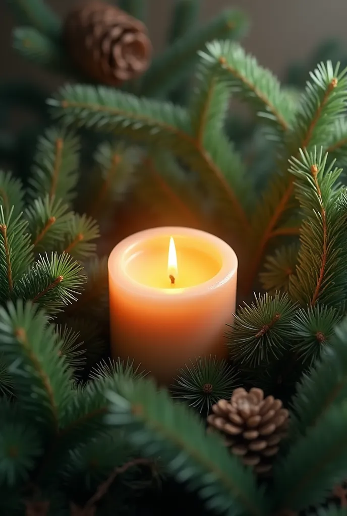 Wax and candle inside of Pine plant