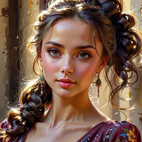 konstantin razumov's style, vladislav nagornov's drawing, wonderful girl, fantastic face, beautiful italian, beautiful appearanc...