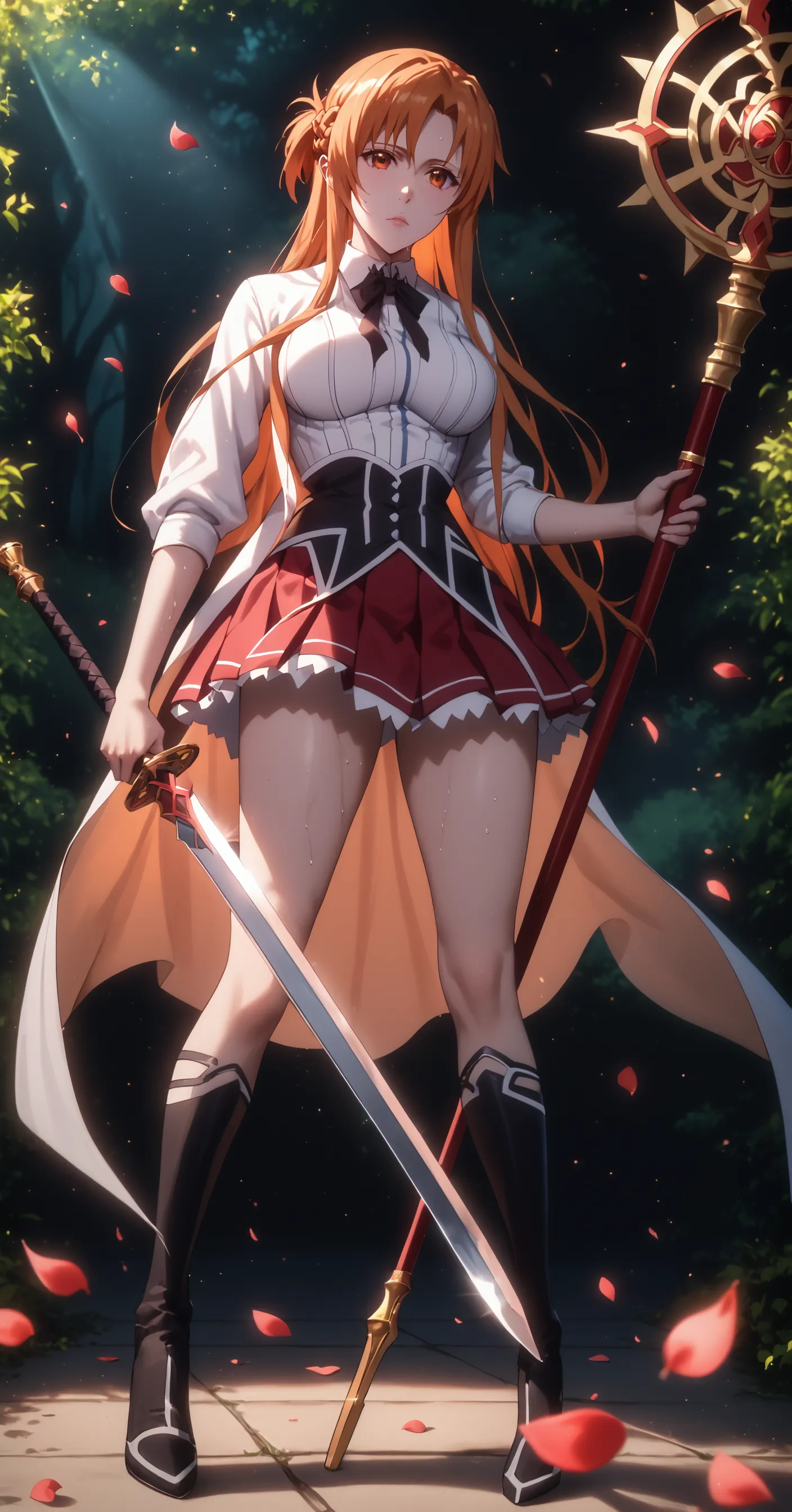 score_9, score_8_up, score_7_up, score_6_up, asuna yuuki from sword art online, orange hair, fold, braid, short hair, orange eye...