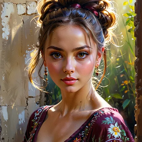 konstantin razumov's style, vladislav nagornov's drawing, wonderful girl, fantastic face, beautiful italian, beautiful appearanc...