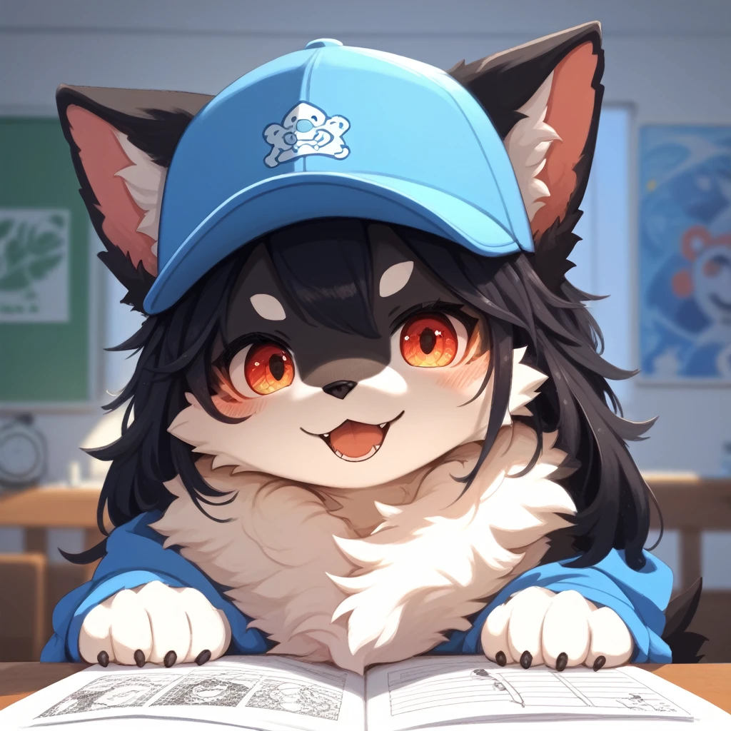 Anime style drawing of a dog wearing a hat and baseball cap, very very beautiful Furry Art, pov Furry Art, Furry Art, Furry Art!!!, High-quality fanart, Top rated on Pixiv, Detailed fan art, Furry Fantasy Art, fursona art, Furry anime, by Shitao, Furry Mouth Art, SFW version